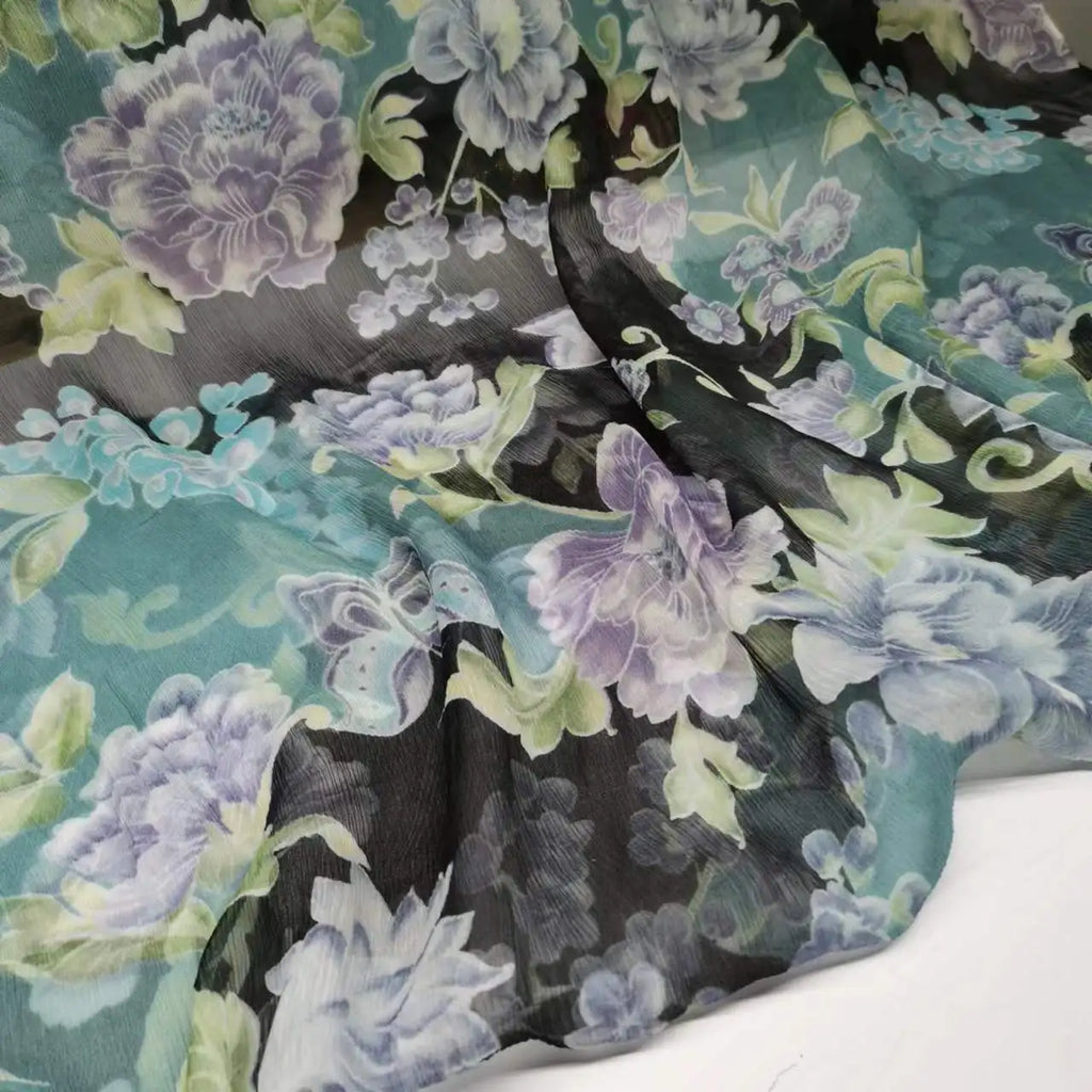 Floral Print Silk-Cotton Blend Fabric – 135cm Wide, 9-10mm | Dresses, Blouses & Luxury DIY Sewing