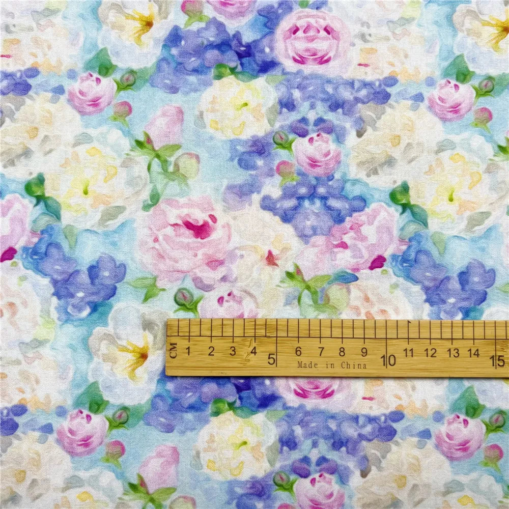 Oil Painting Floral Print Cotton Fabric – Retro Style | 110 cm Wide (43 in)
