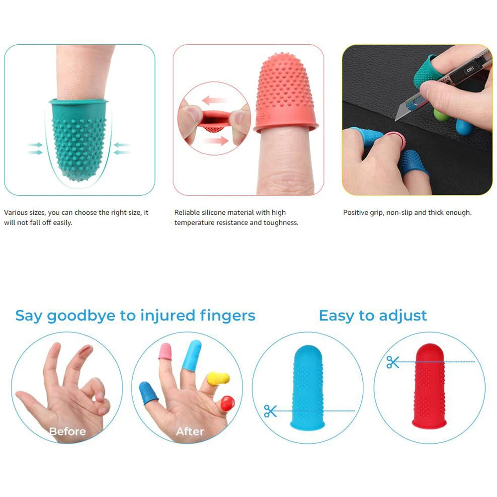 16 protectores de dedos de silicona para acolchar, coser y bordar
