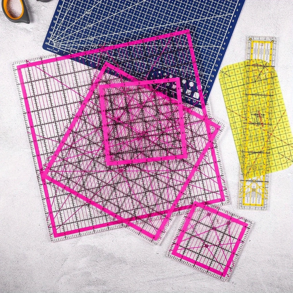 Juego de 6 reglas de acrílico para quilting – Reglas cuadradas, rectas y de planchado para quilting y patchwork