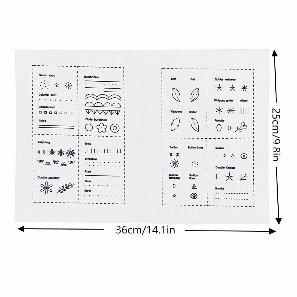 6 Pages Creative Embroidery Stitches Book, DIY Stitch Books, Embroidery sewing books, Beginner Creative Embroidery Sewing Kit