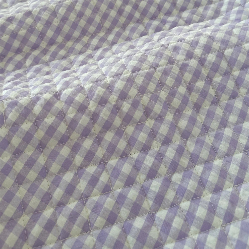 Quilted Cotton Padded Composite Fabric – 57" × 20" Color-Block Plaid Panel | Clothing Lining & Cushion Sewing