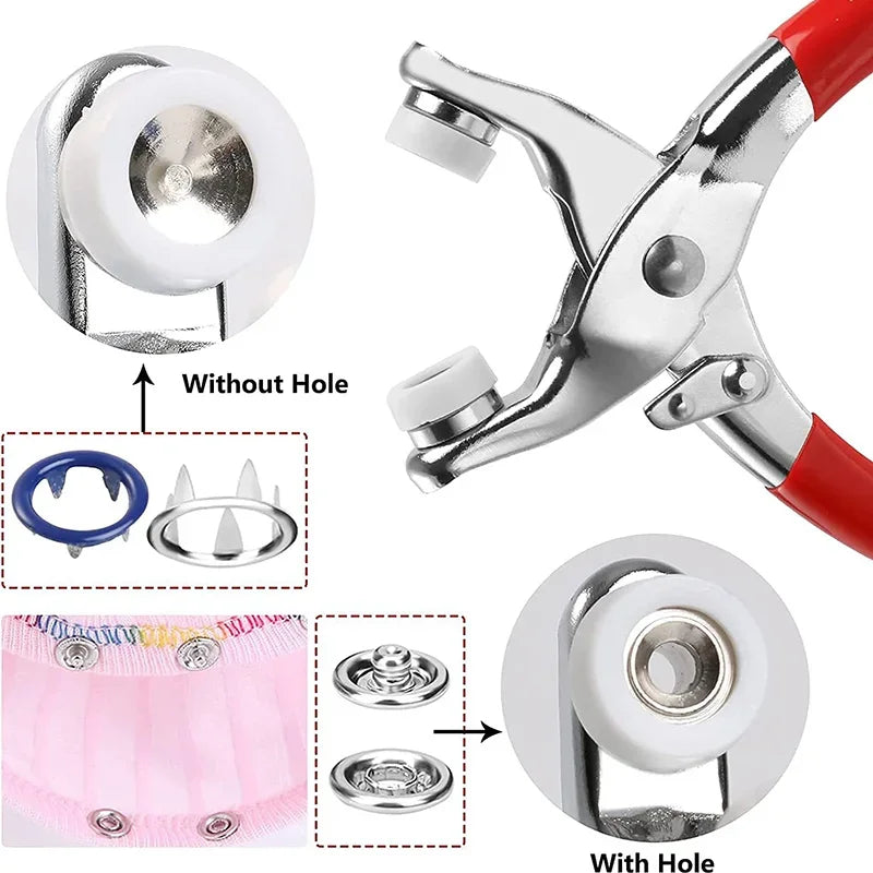 Metal Snap Fastener Kit with Pliers – 50 or 100 Sets