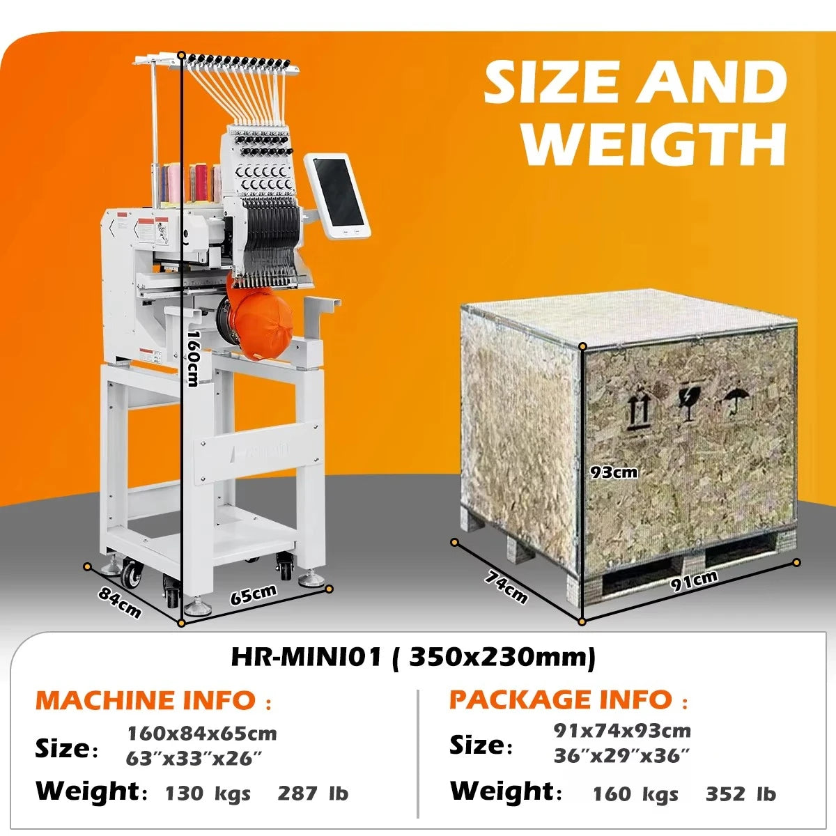 Single Head Multi-Needle Embroidery Machine | 350×230mm | Computer Controlled