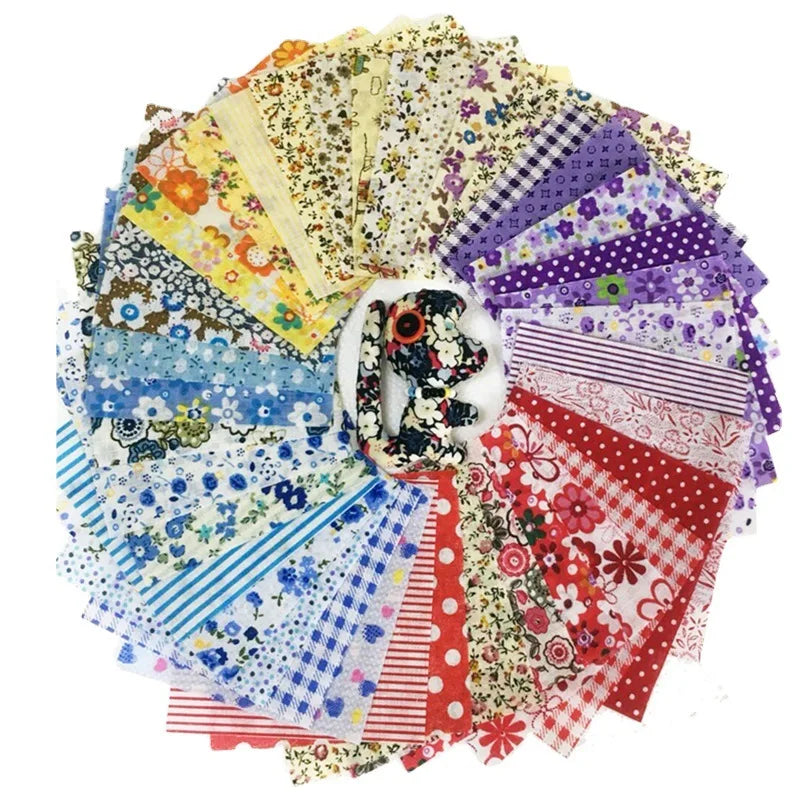 Vintage Floral Cotton Quilt Fabric Squares – 25x25cm Pre-Cut | Assorted Colors for Quilting & DIY