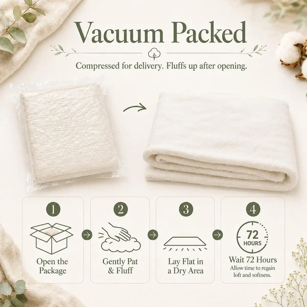 Natural Cotton Quilt Batting – 47 × 59 in, Choice of Weight