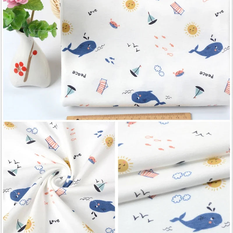 100% Cotton Knitted Print Fabric | 185 g/m² | 90×50cm | Baby Clothes, Bedding & Pajamas