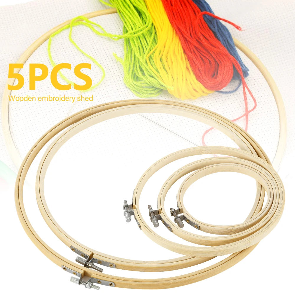 Wooden Embroidery Hoop Set — 5 Sizes (13–30cm)