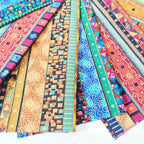 Paquete de 5 Piezas de Telas de Algodón con Estampado Étnico | Cuadrados Precortados para Acolchar