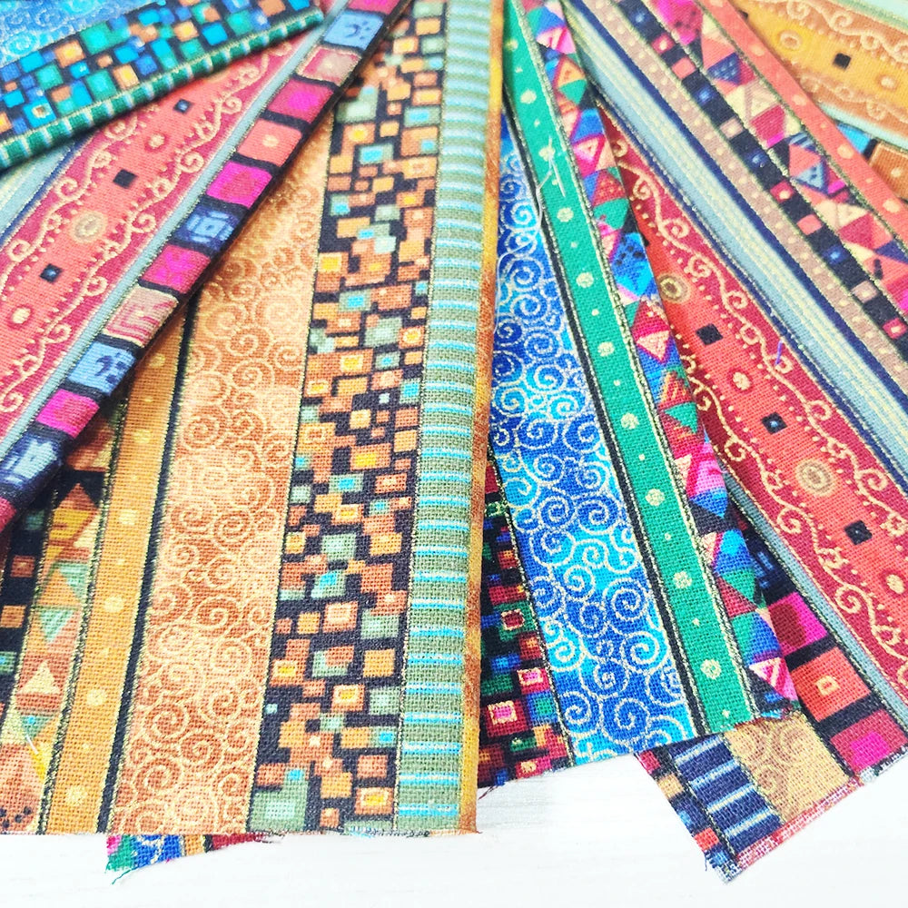 5-Piece Ethnic Print Cotton Fat Quarters Bundle – Quilting Squares for Patchwork & Handmade Crafts