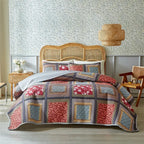 3-Piece Cotton Quilted Bedspread Set – Soft Pastoral Print | Bedsheet & 2 Pillowcases | 4 Sizes, 6 Colors