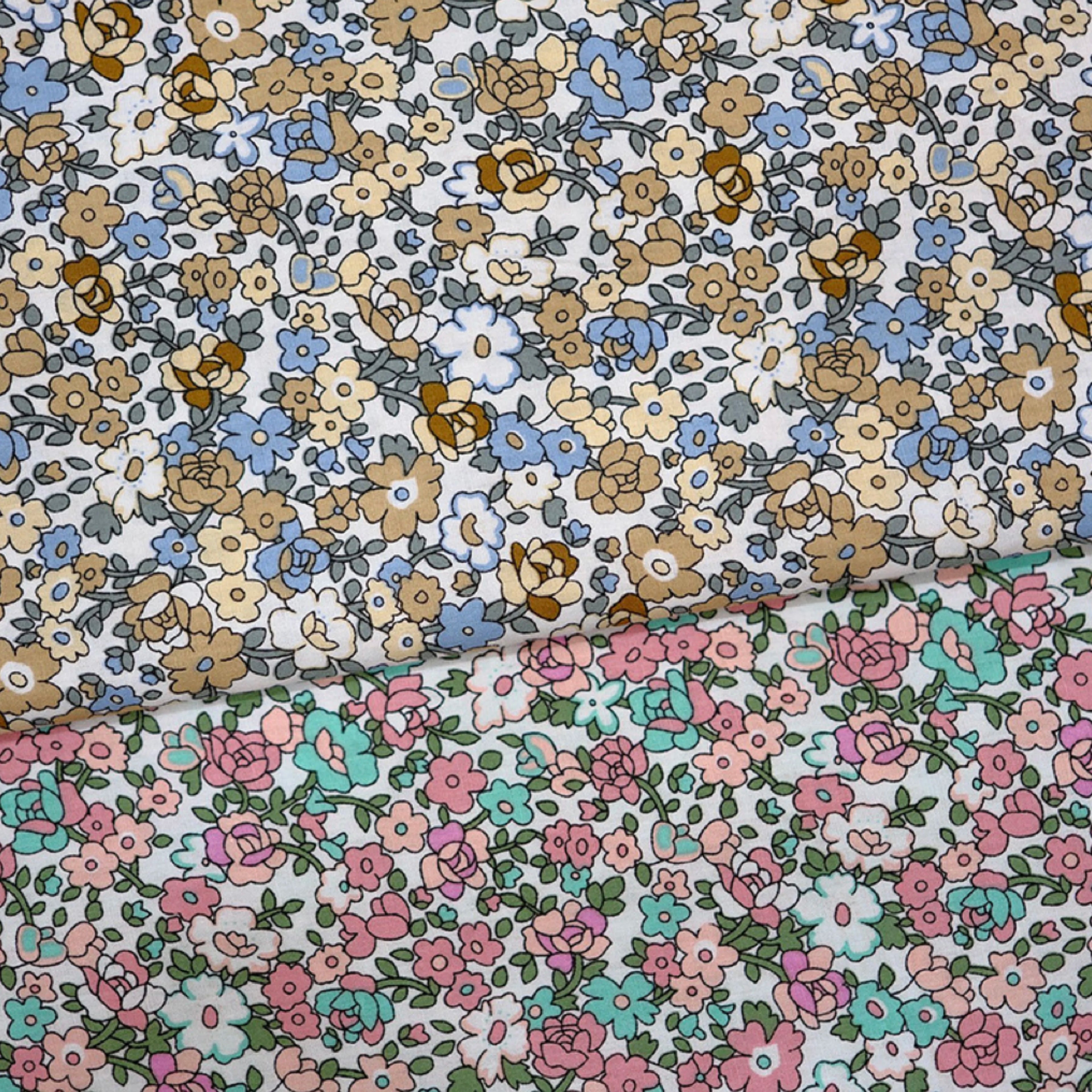 100% Cotton Poplin Fabric – Botanical Plant & Flower Print, 145cm Wide, Sold by 0.5m