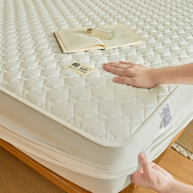 Feng Yu Qing 100% Cotton Quilted Fitted Sheet – 400TC Mattress Protector, Multiple Sizes