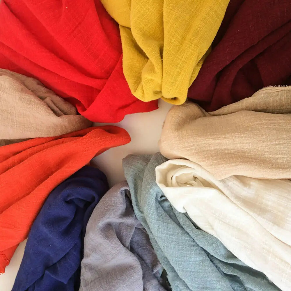 Solid Color Natural Linen Cotton Fabric – Eco-Friendly, 125cm Wide, 90×125cm Per Yard – For Dresses, Skirts, Pajamas & DIY