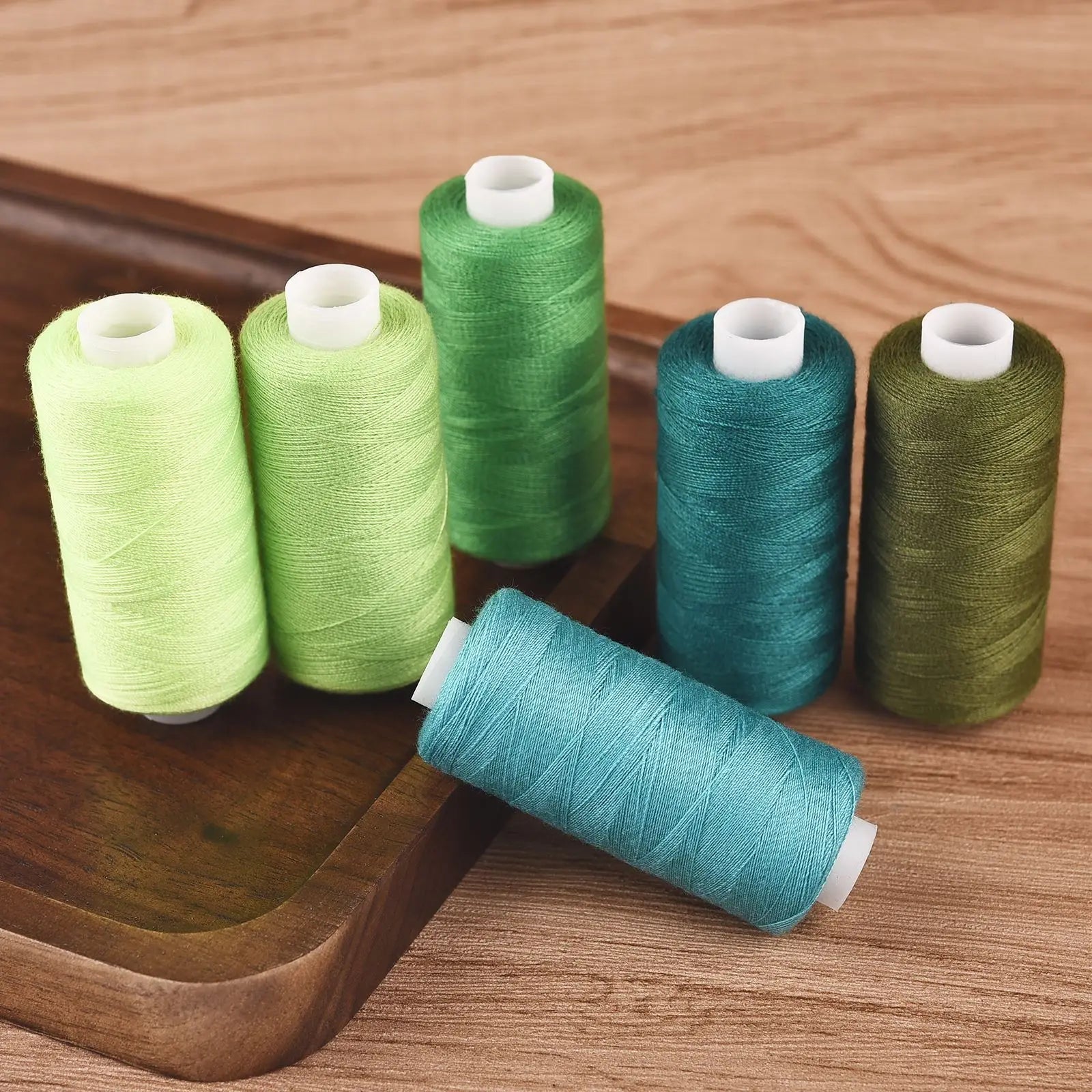Polyester Sewing Thread Set — 6 Rolls, 400 Yards Each