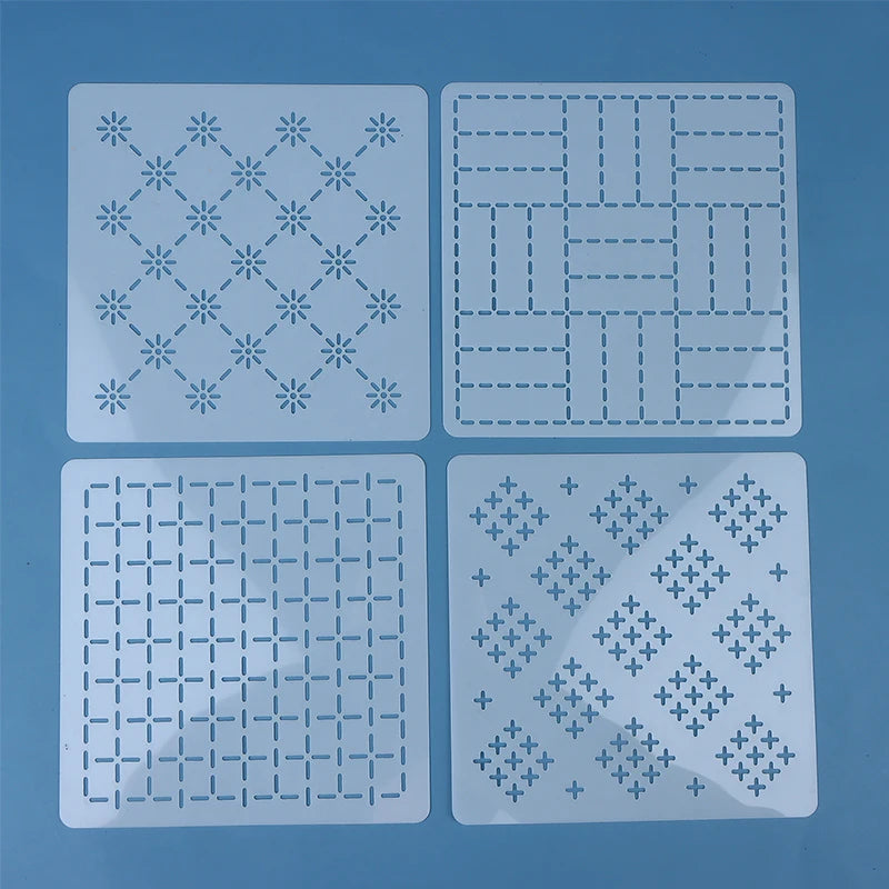 PET Embroidery & Quilting Stencil Templates – Reusable Pattern Stencils for Fabric Crafts (8 or 12 pcs)