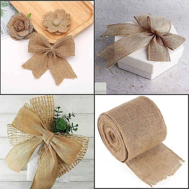 Natural Burlap Jute Ribbon Roll – 8 Widths & 2 Lengths | Gift Wrapping, Crafts, Wedding & Home Décor