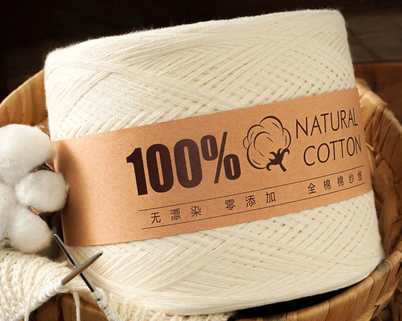 Cotton Yarn Thread for Knitting, Non-Bleached, Raw Algodon Line, Baby, Children's DIY, Handknitting, Scarf Sweaters, 500g/Ball