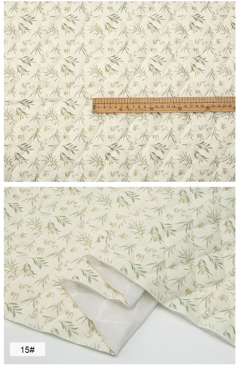 Pre-Quilted Floral Fabric – 59" Wide Polyester-Cotton Blend | Winter Coats, Bags & Home Décor (3 Lengths)