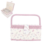Vintage Sewing Basket Household Fabric Craft Thread Needle Storage Box Organizer