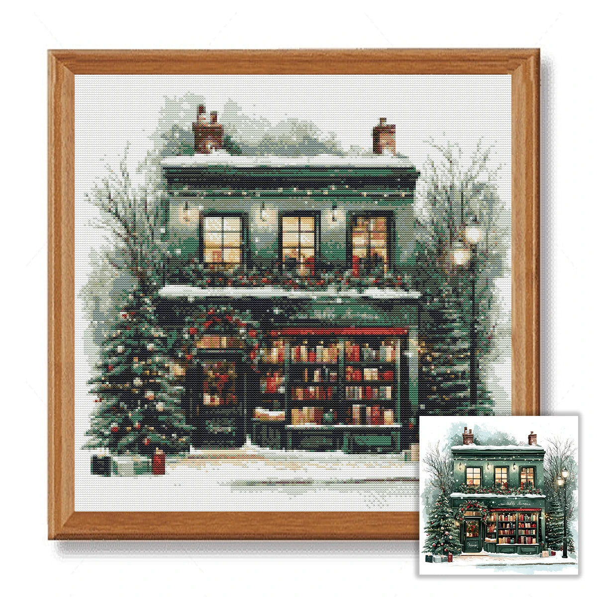 Kit de punto de cruz "Feliz Navidad" – Tela estampada de 40x40cm, 11CT/14CT