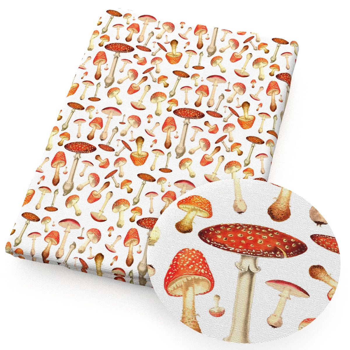 Mushroom & Animals Print Cotton Fabric — 50×145cm Half Meter | Quilting & Patchwork