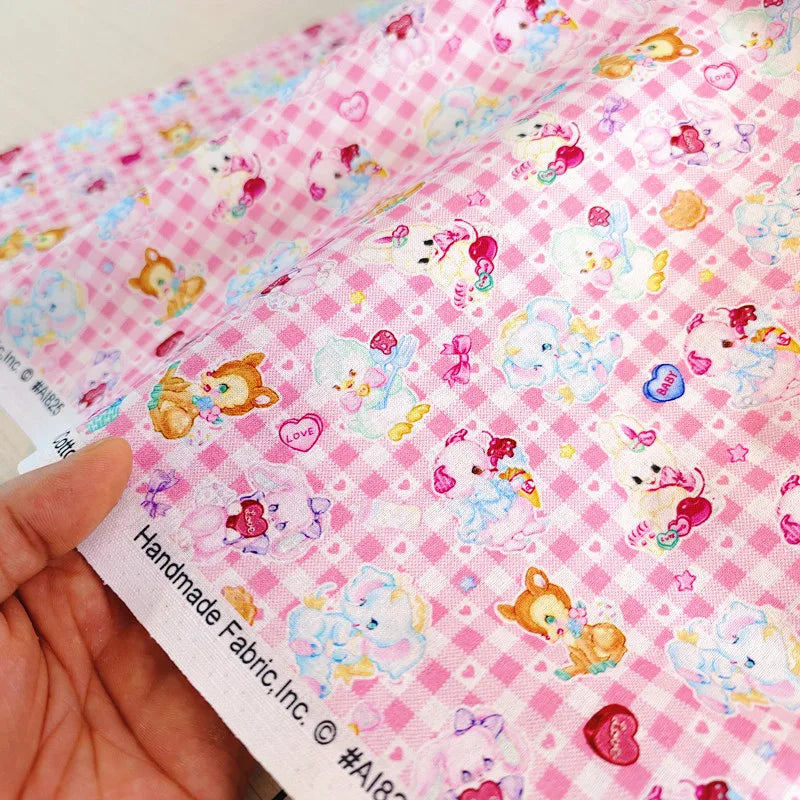 20S Cotton Cute Showa Kawaii Cat Deer Print Fabric DIY Quilting Needlework Material Sewing Dress Kids Clothes Fabrics