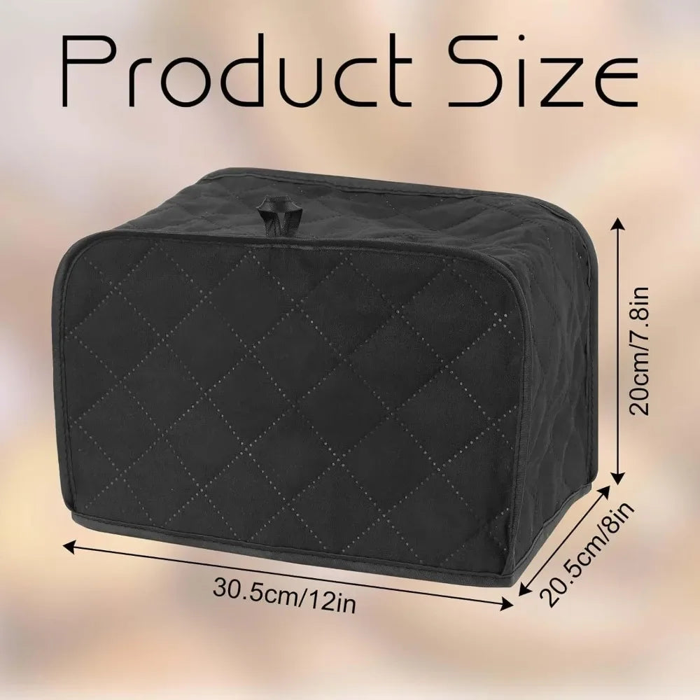 Quilted Toaster Cover – Universal 2 & 4 Slice, Fingerprint-Proof, Dust & Grease Protection (Black)