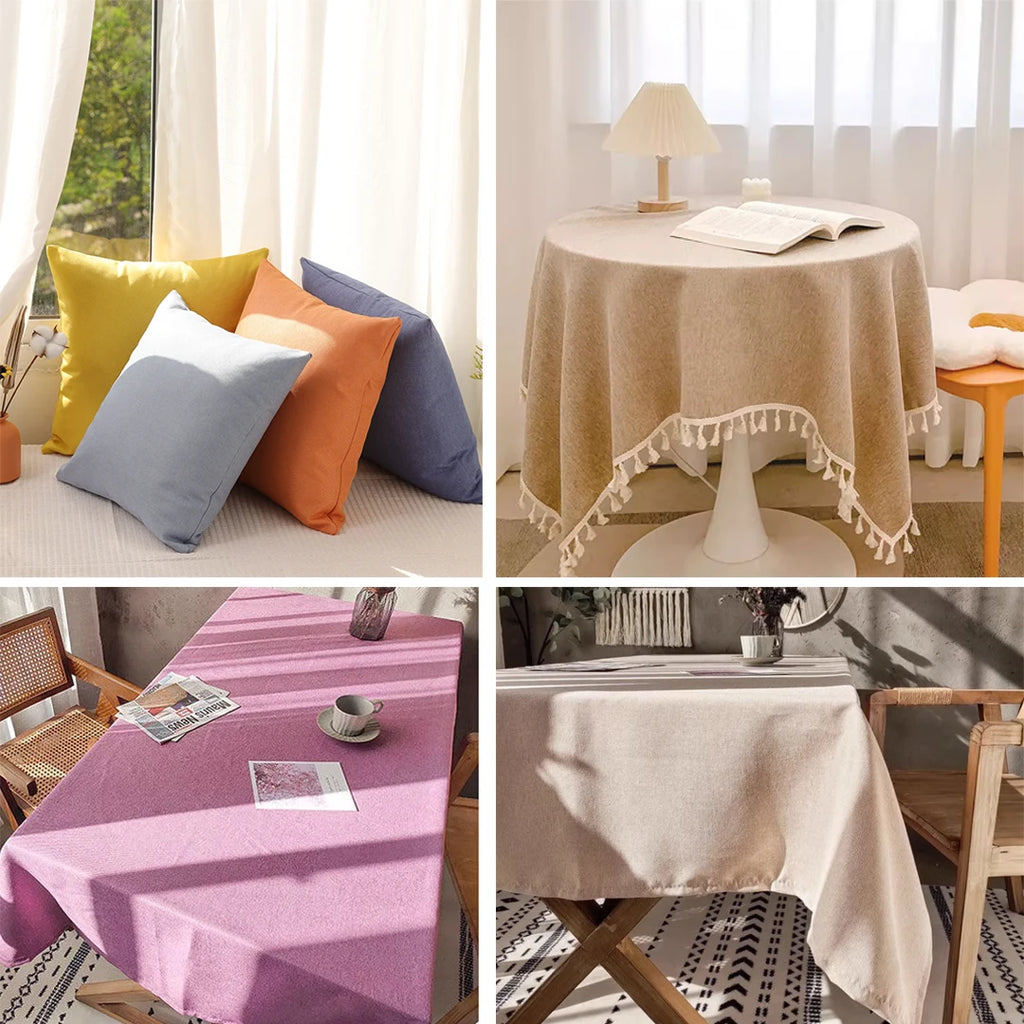 0.5m/1m/2m Pure Color Faux Cotton Linen Fabric Soft for DIY Clothing Curtain Storage Bag Home Textile Tablecloth Sewing Fabric