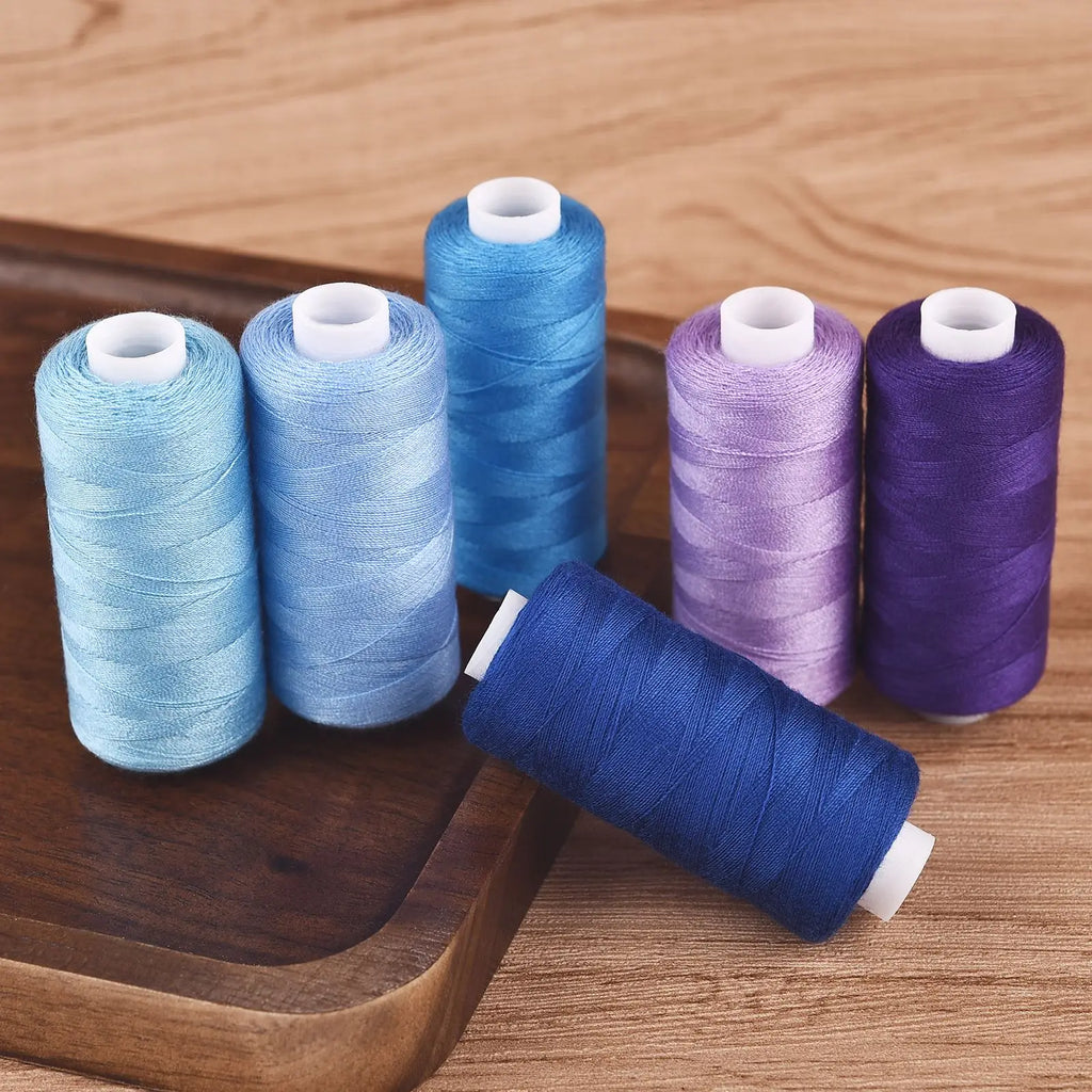 Polyester Sewing Thread Set — 6 Rolls, 400 Yards Each