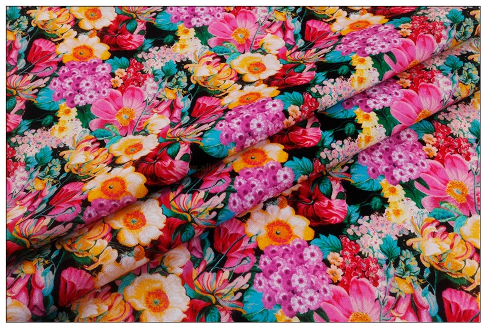 Gorgeous Floral Print 100% Cotton Fabric – 43" Wide, Half-Meter Panels | Quilting, Patchwork & DIY Sewing