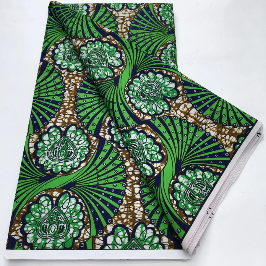 African Block Wax Print Fabric – 100% Polyester, Nigerian Batik Style – For Wedding Dresses, Clothing & Home Décor