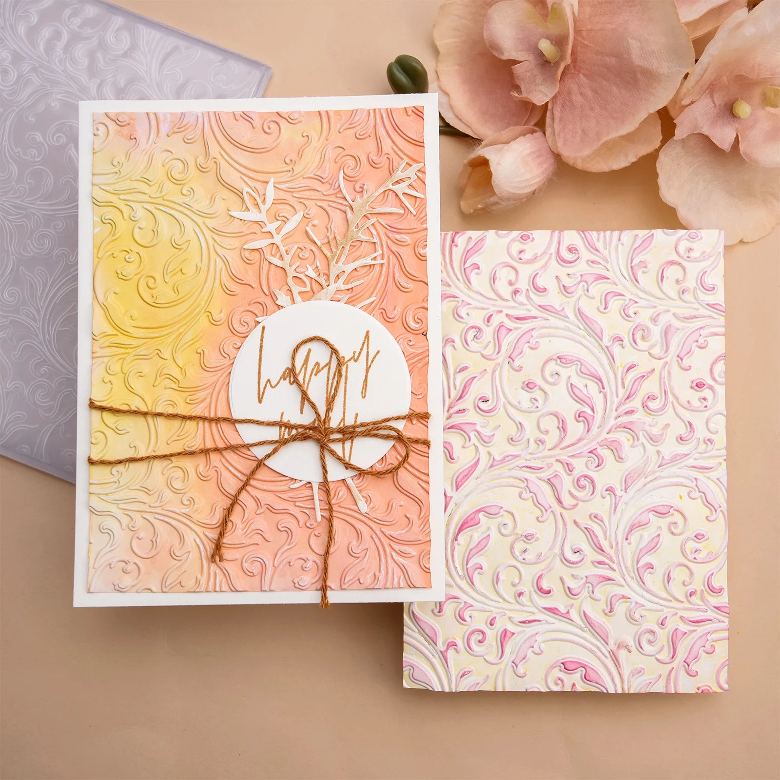 Curly Pattern 3D Embossing Folder – Textured Background Die for Scrapbooking & Paper Crafts