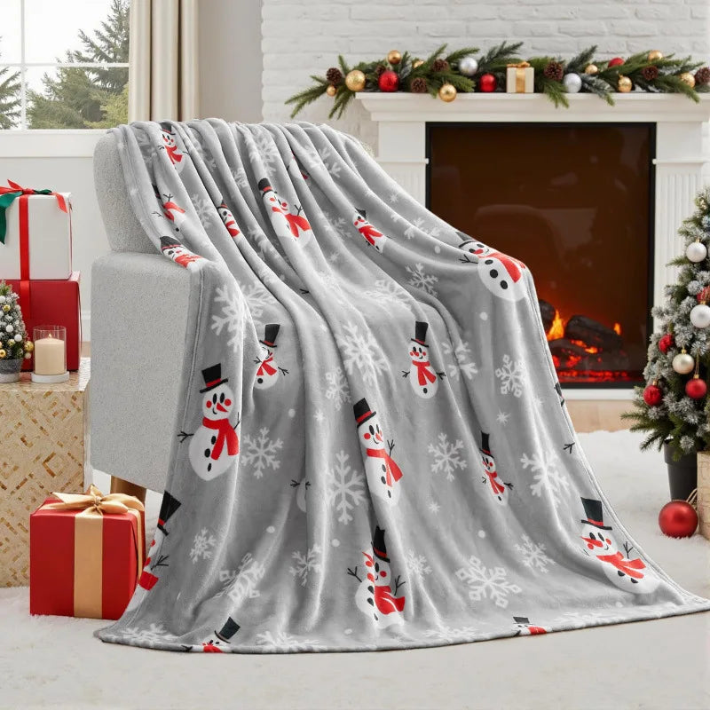 Manta de franela navideña roja de invierno, suave y cómoda para sofá, cálida manta de felpa navideña, decoración navideña, mantas multifuncionales