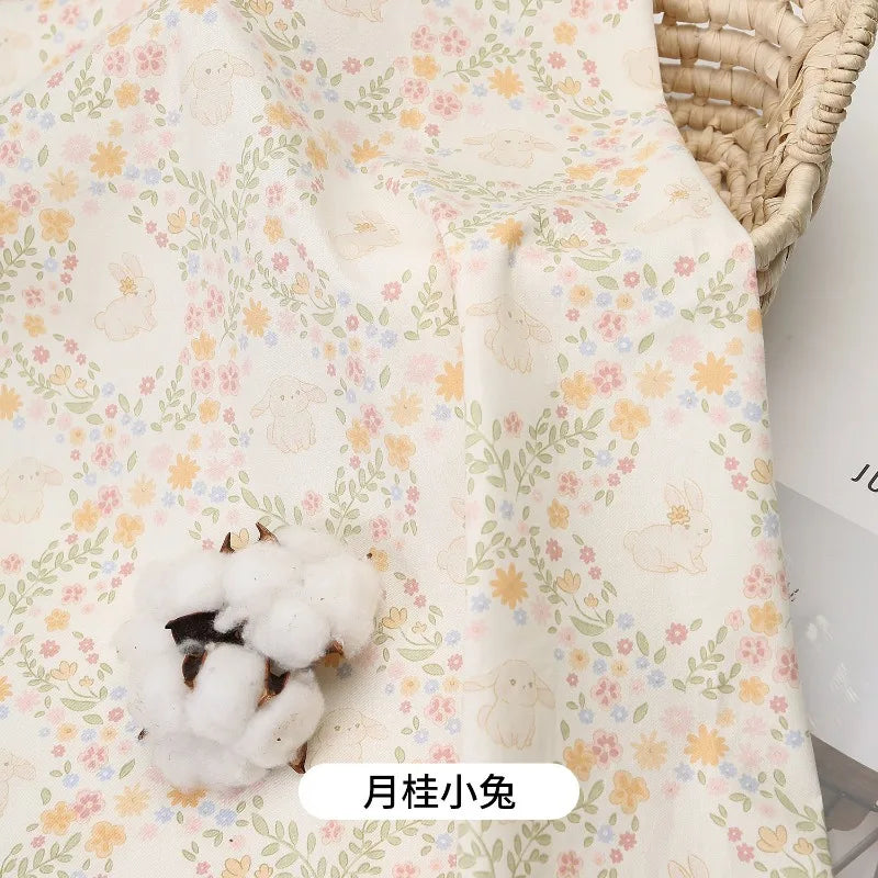Floral Printed Rustic Style 100% Cotton Fabric – 63" Wide | Bedding, Curtains, Children’s Dresses & DIY Sewing (3 Sizes)