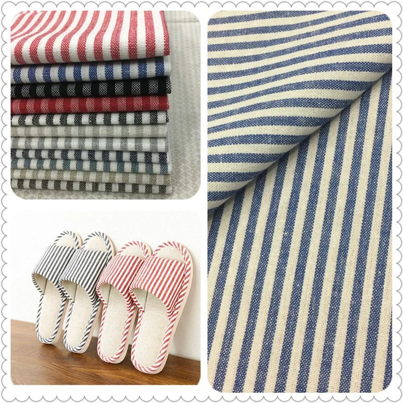 Striped Cotton Linen Fabric for Sewing & Home Décor | Sold by the Meter