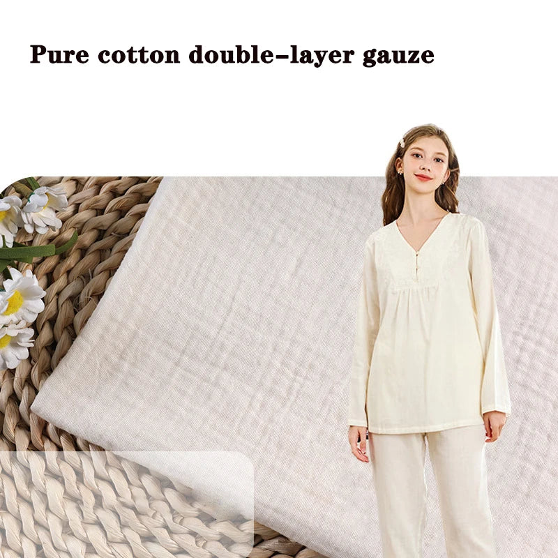 Double Gauze Cotton Muslin Fabric – 140cm Wide | Soft & Breathable for Quilting, Dresses & DIY