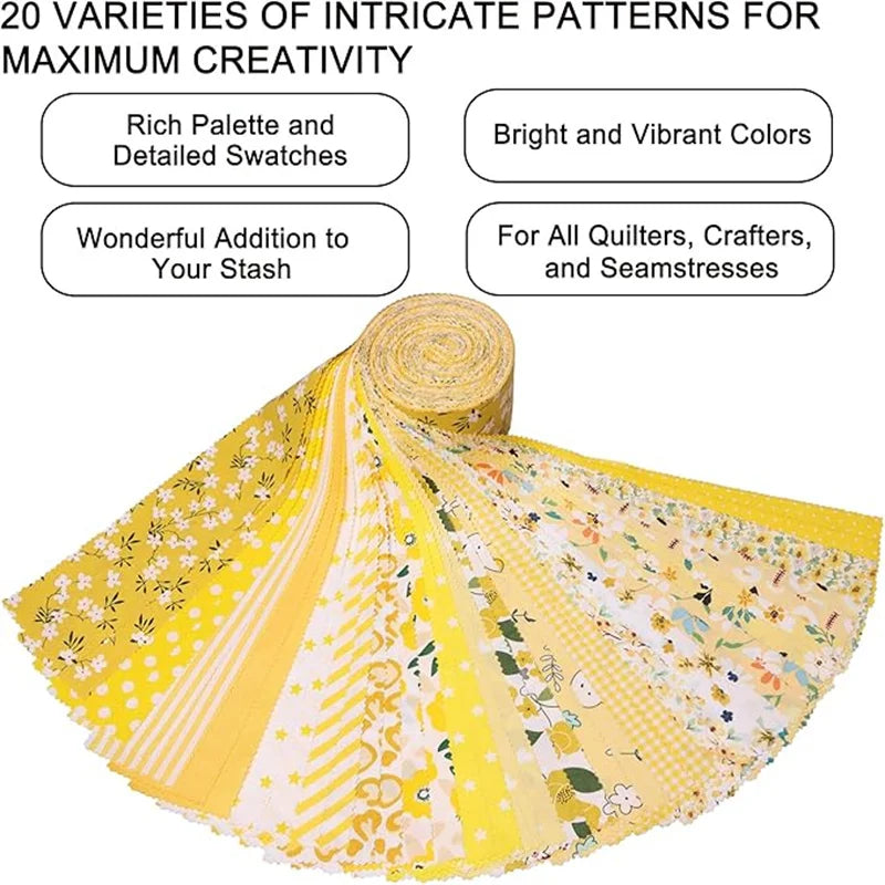 40-Piece Printed Fabric Strip Set – Jelly Roll Style, 2.56 × 19.75 Inch