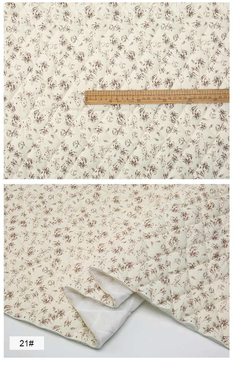 Pre-Quilted Floral Fabric – 59" Wide Polyester-Cotton Blend | Winter Coats, Bags & Home Décor (3 Lengths)
