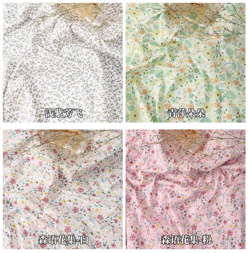 Rural Style Small Floral Printed 100% Cotton Fabric – 160cm Wide for Quilting, Children's Dresses & DIY