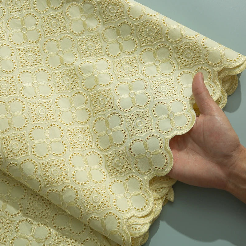 African Swiss Voile Cotton Lace Fabric – 5 Yards | Nigerian Embroidered Lace for Men’s & Women’s Clothing & DIY Sewing