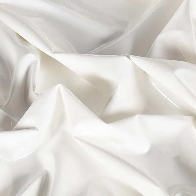 High Elastic Mirror PU Leather Fabric – Bright White, 0.4mm, 140cm Wide – For Tights, Stage Wear & Designer Garments