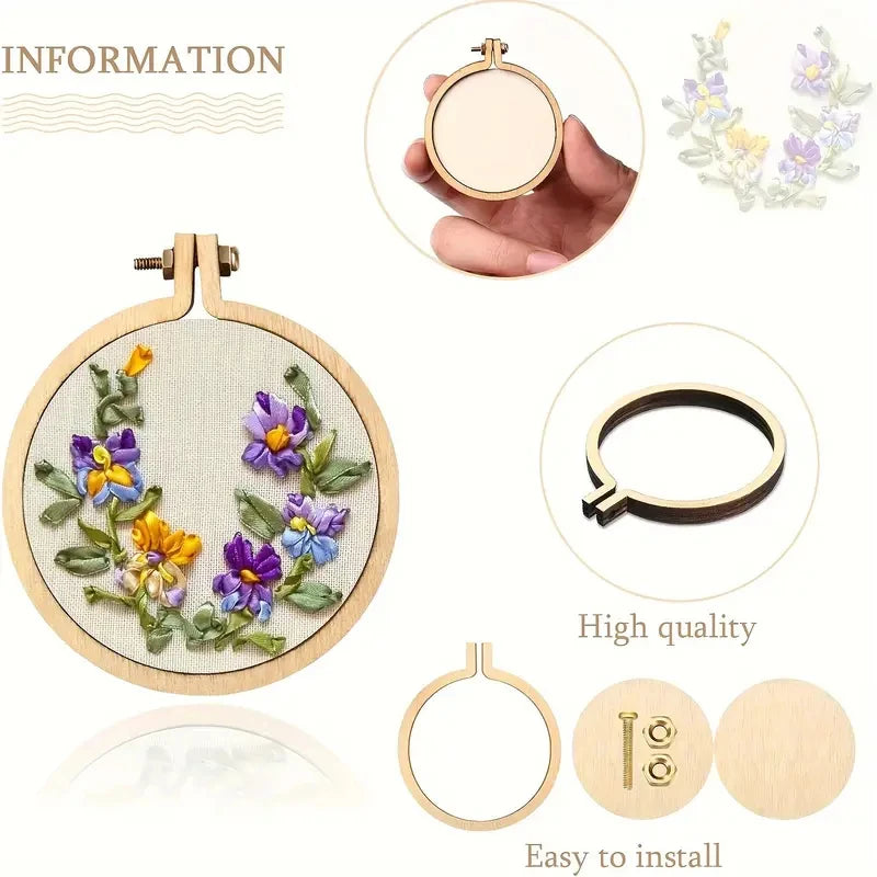 Mini Wooden Embroidery Hoop Set — 10 Pieces