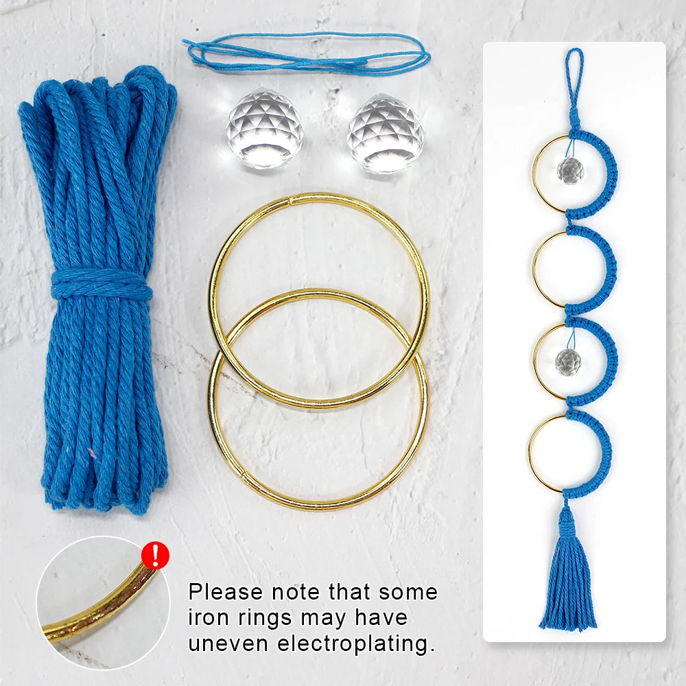 Bohemian Macramé Suncatcher Kit – DIY Crystal Ring Wall & Window Decoration