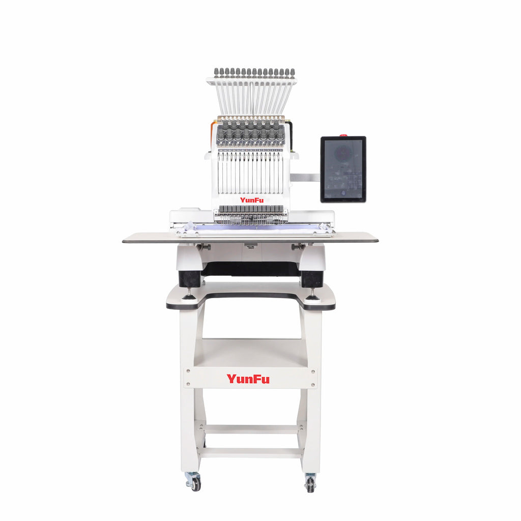 YunFu Single Head Commercial Embroidery Machine – 9/12/15 Needle, Dahao A15 Computer