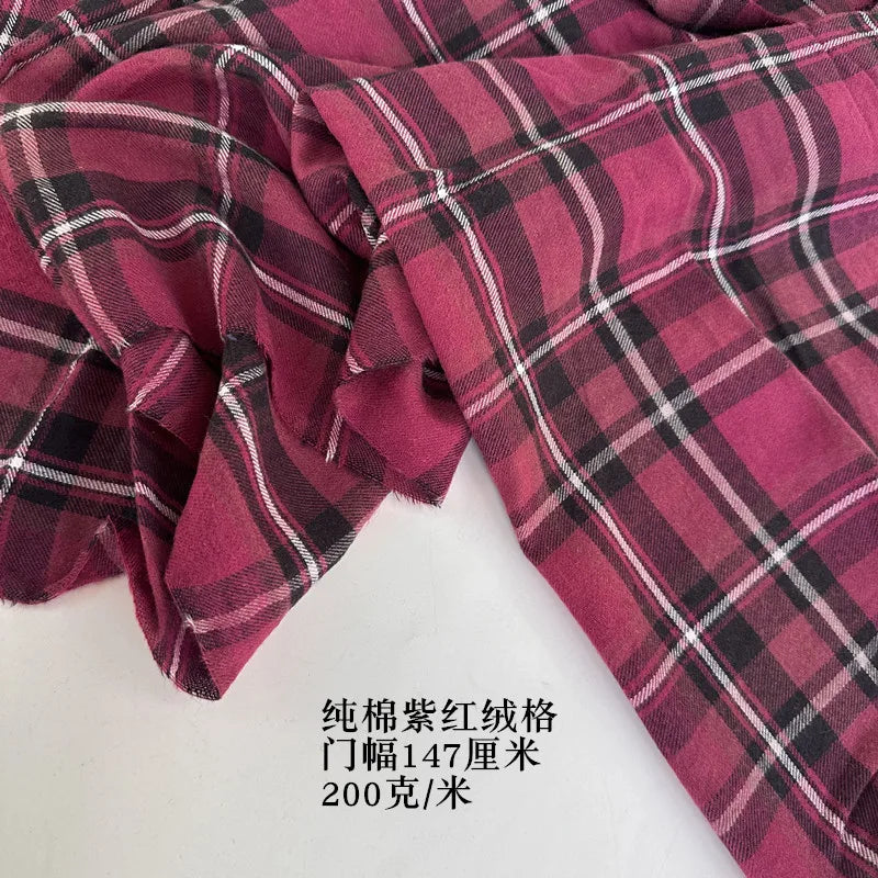 100% Cotton Brushed Plaid Fabric – Soft & Breathable | 145 cm Wide | Shirts, Dresses & Home Decor