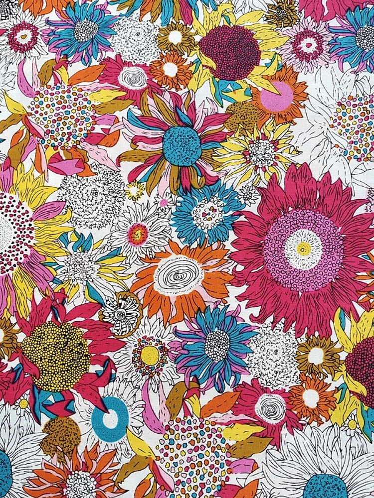 145cm Floral Cotton Poplin Fabric, 50cm Piece