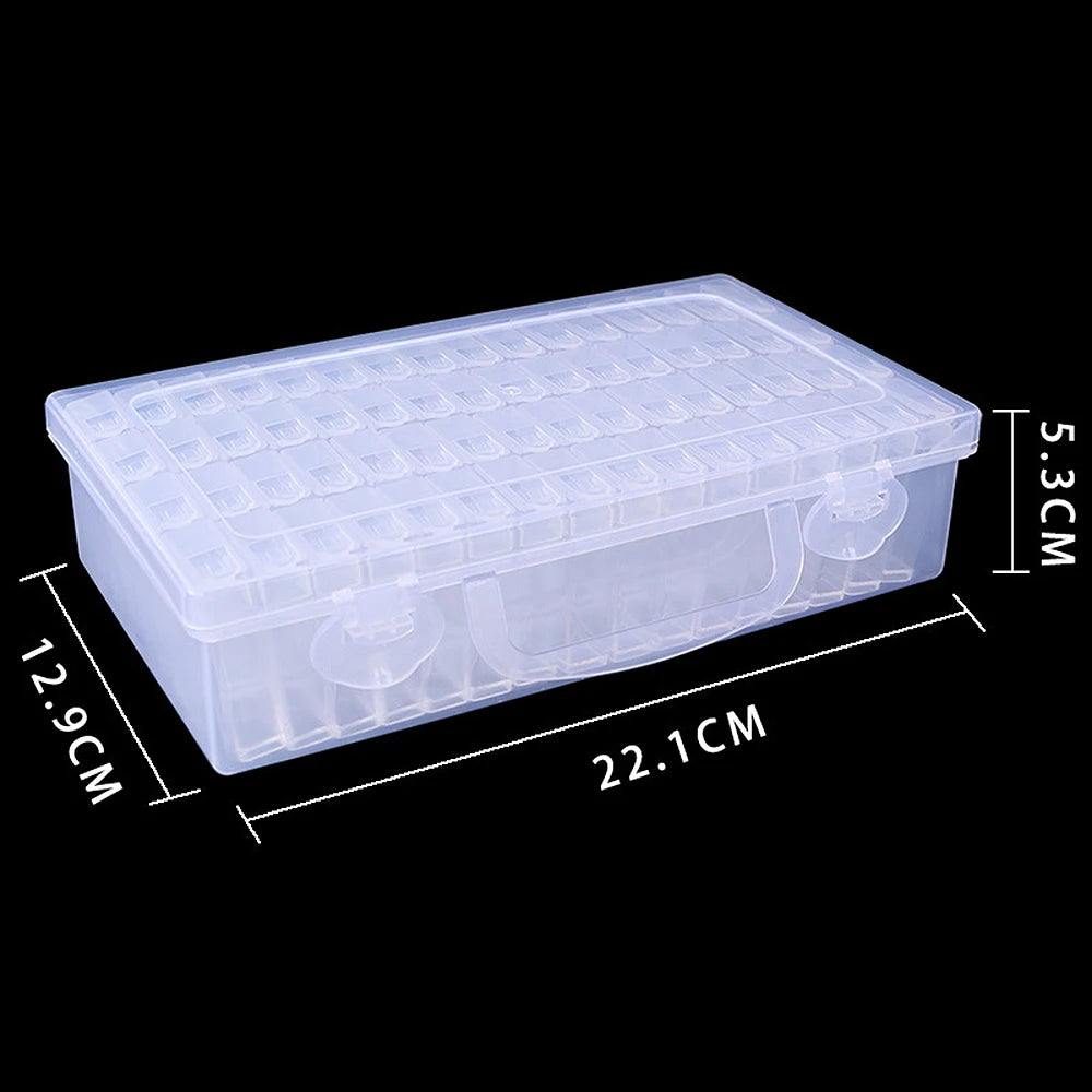 1 ud. Caja de almacenamiento de plástico con 28/32/48/56/64 compartimentos, organizador de accesorios de joyería, abalorios y cuentas para pintura de diamante DIY