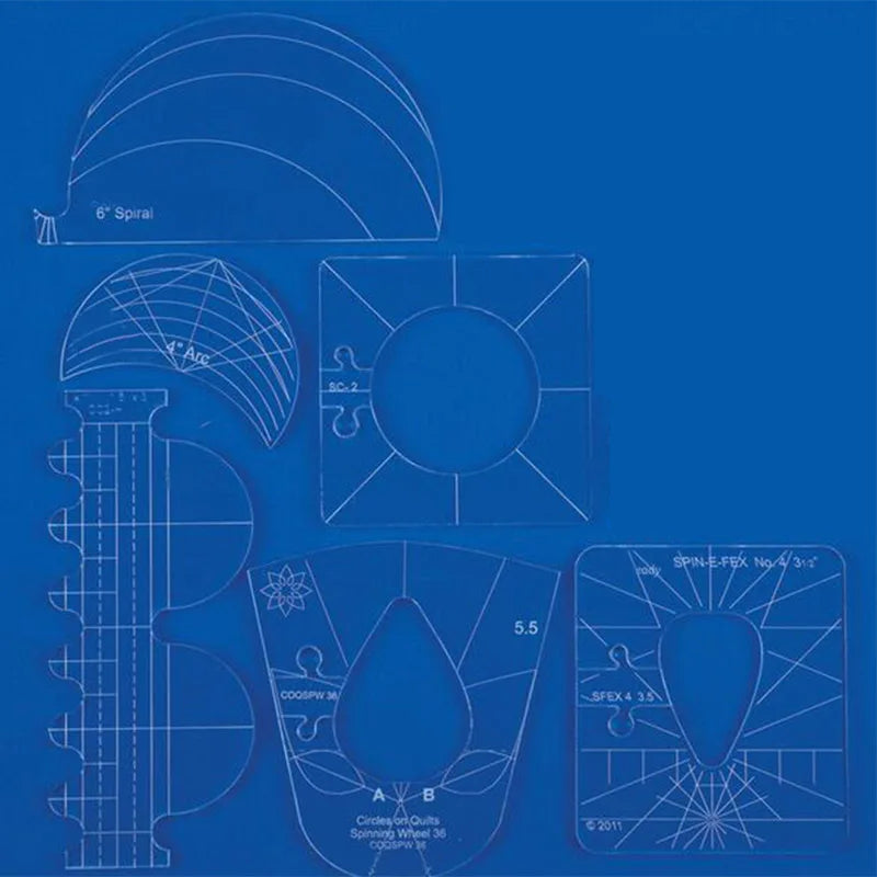 6-Piece Acrylic Quilting Template Ruler Set