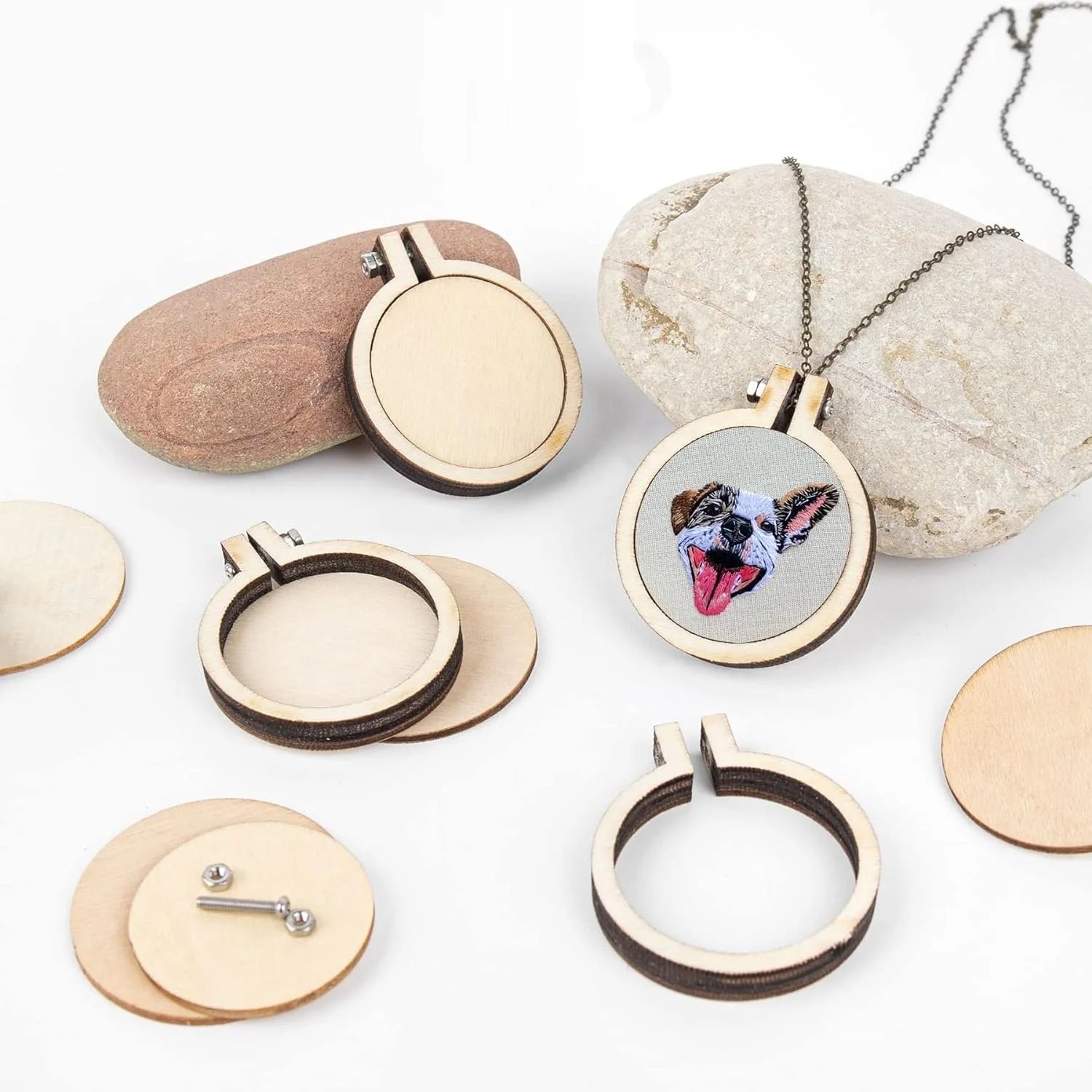 Mini Wooden Embroidery Hoop Set — 10 Pieces